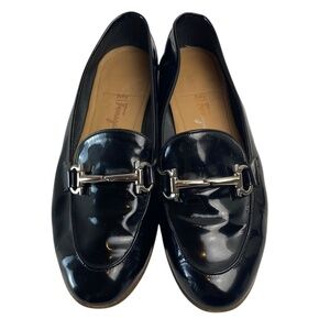 SALVATORE FERRAGAMO Patent Leather Informal Loafer in Black Size 6.5